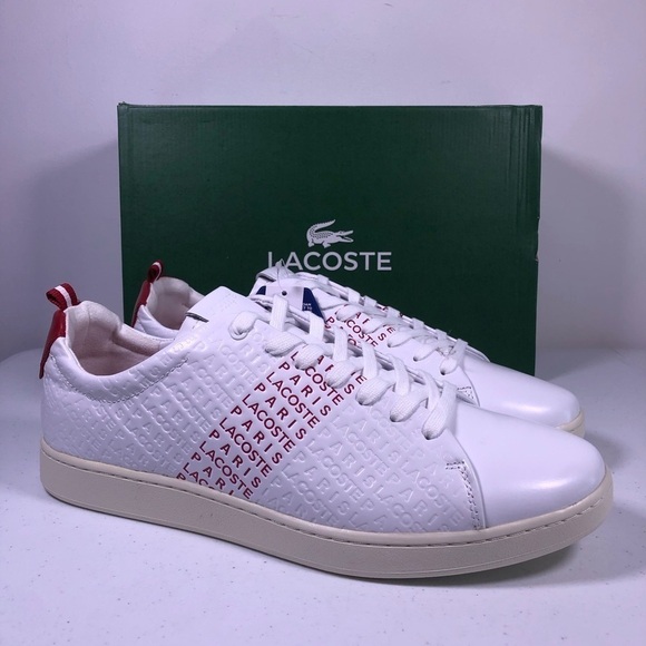 LACOSTE Mens Carnaby Evo 11 Casual Shoes White Red main image 6